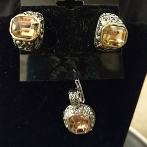 Pendant and matching pierced earnings